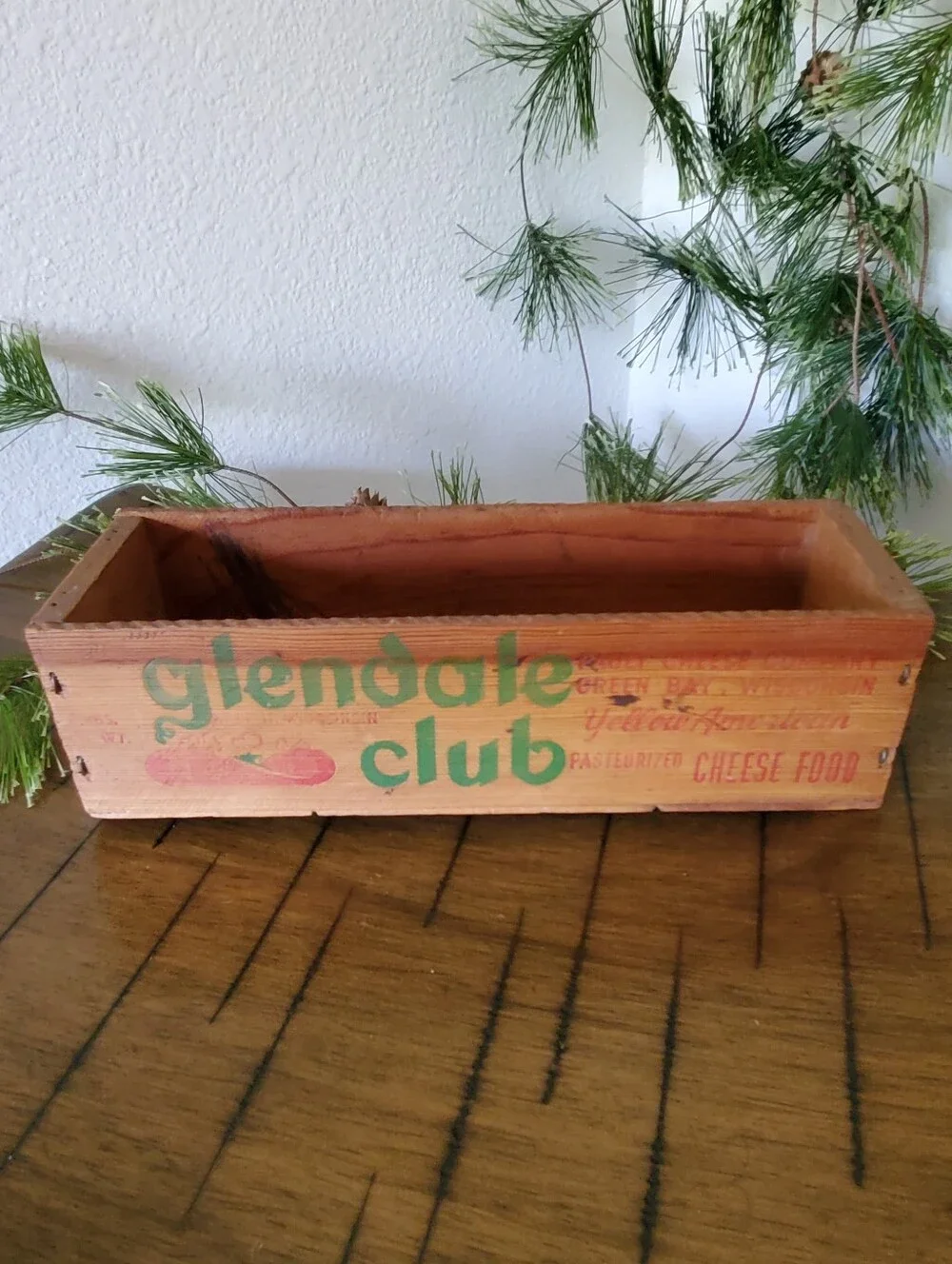 Vintage Glendale Club Wooden Cheese Box Rustic Farmhouse Decor Pauly Wisconsin